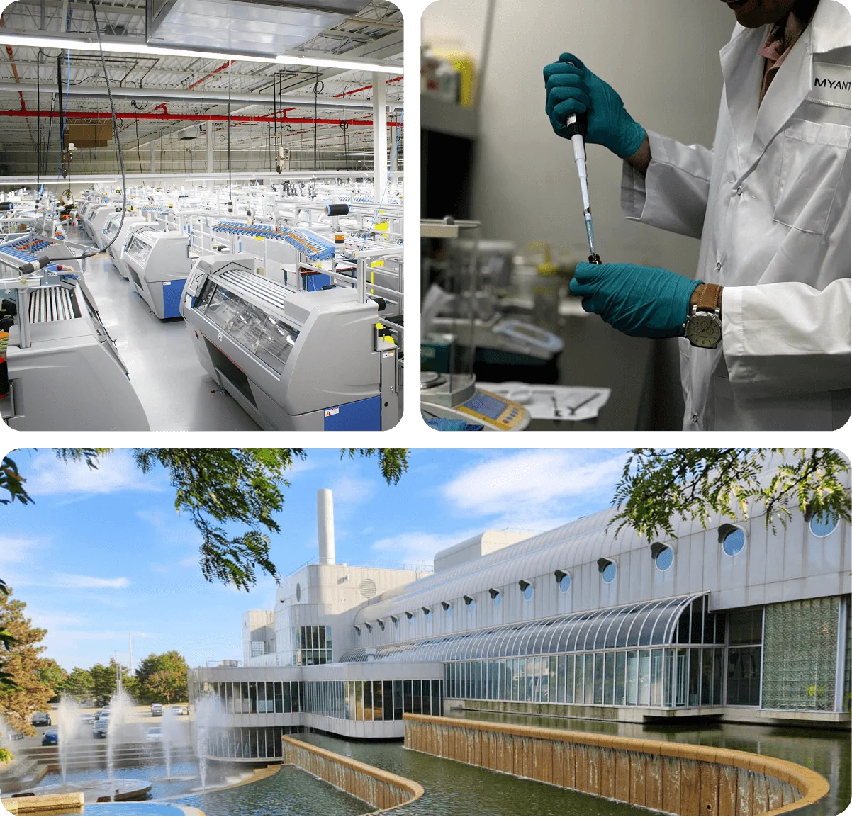 Myant Health facility and team photo collage