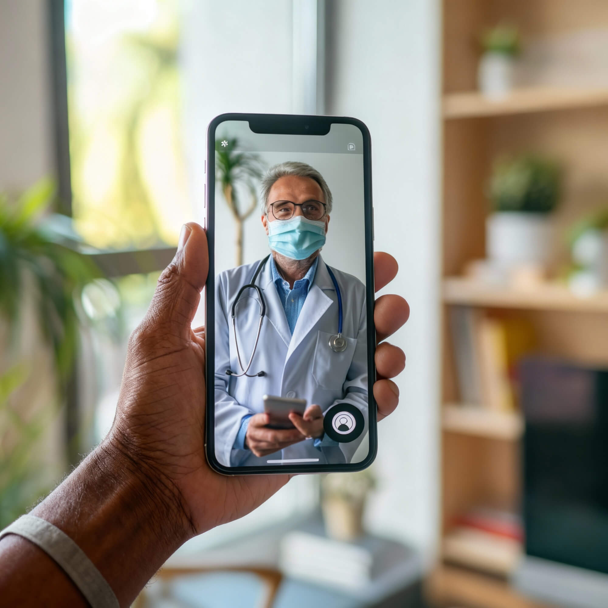 Patient using telehealth remote monitoring technology